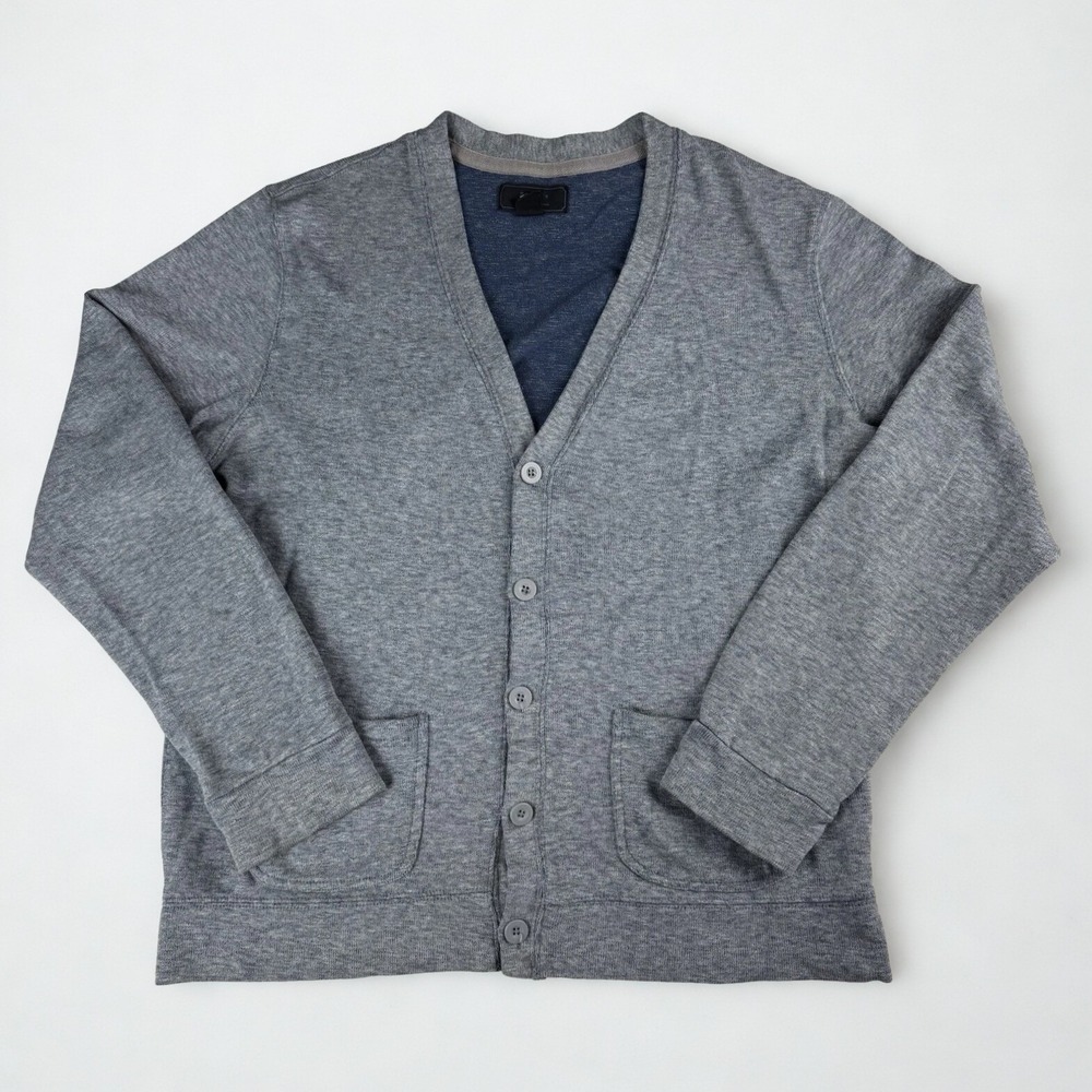Forever 21 Men Grandpa Cardigan Sweater Mens XL Gray Classic Casual Soft‎ Cotton